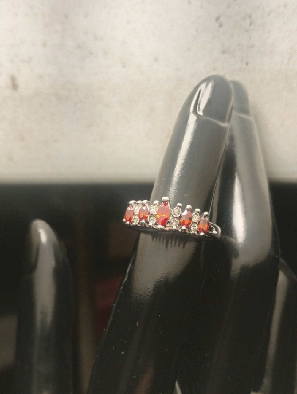 Vintage Stamped NV Gemstone Ring Size 4 Slightly Adjustable